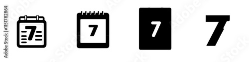 Calendar icon showing the number seven. Meeting date set for the 7th day of the month. Weekly organizer flat label. Timetable and time management concept. Modern illustration isolated for web and app