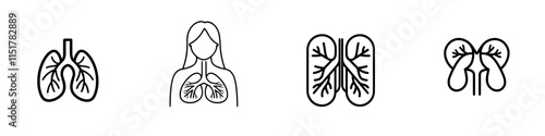 Icon depicting human lungs. Organ affected by COVID-19, bronchitis, tracheitis, pneumonia, and cancer. Symbol of viral infection or bacterial disease. Modern illustration, isolated.