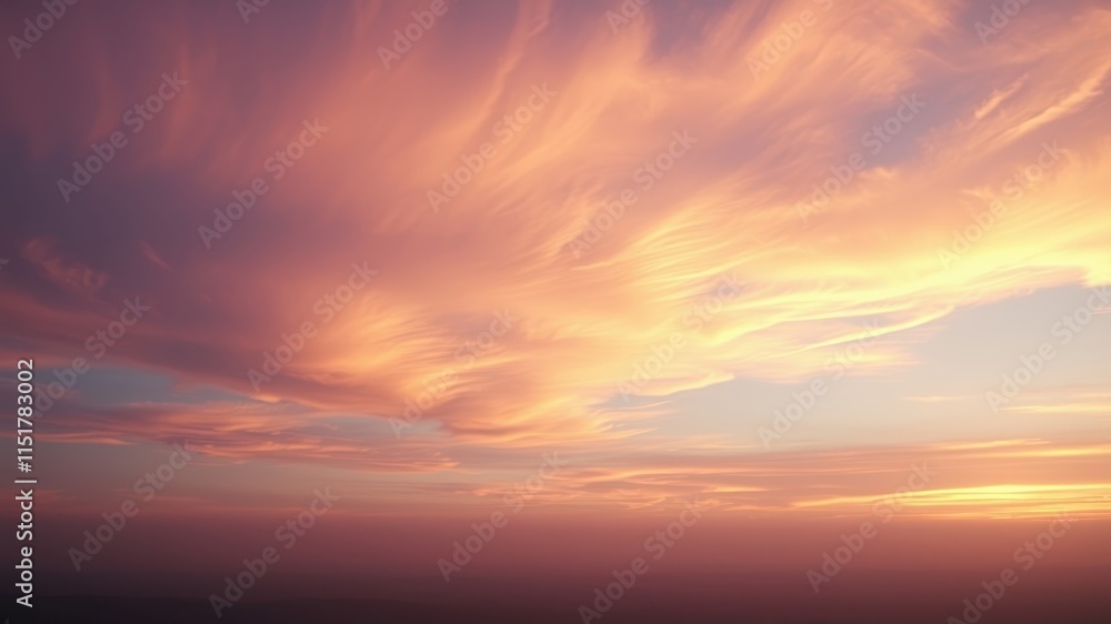 Serene Sunset Sky Pastel Hues and Wispy Clouds at Dusk Serene Sunset Sky Pastel Hues and Wispy Clouds at Dusk