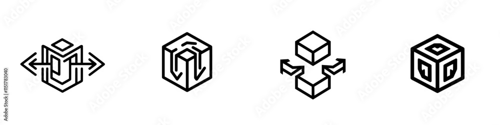 Symbol for Engineering 3D modeling and Prototyping or Dimensions and Sizes. This Line Icon represents a Geometric 3D Object plan-drawing. A Modern Icon for Web and App with an Outline Editable Symbol for Engineering 3D modeling and Prototyping or Dimensions and Sizes. This Line Icon represents a Geometric 3D Object plan-drawing. A Modern Icon for Web and App with an Outline Editable