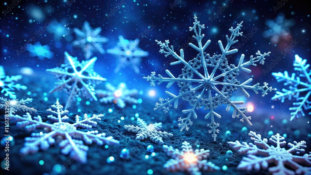 Festive blue winter background; falling snow creates a magical Christmas wallpaper or holiday design. Festive blue winter background; falling snow creates a magical Christmas wallpaper or holiday design.