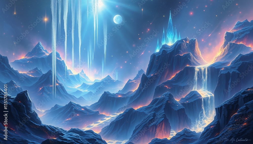 Naklejka premium ethereal atmosphere, mythical realm, radiant accents