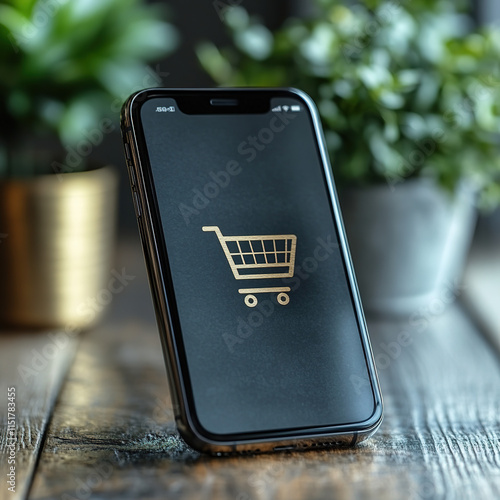 mobile phone with online shop payment mockup photo