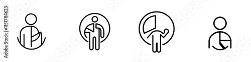 A productivity indicator, business presentation, training, and outline icon featuring a line sign of a man who is a teacher or speaker near a diagram. This modern, isolated pictogram is designed for