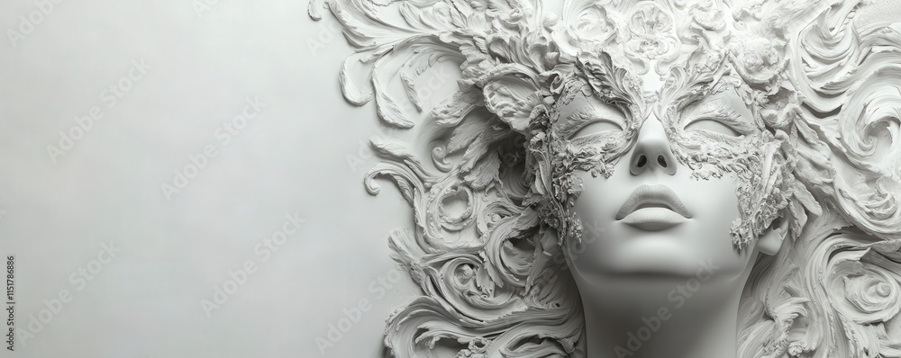 Masquerade-inspired sculpture with opulent and elegant woman Masquerade-inspired sculpture with opulent and elegant woman
