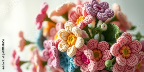 Wallpaper Mural A delightful arrangement of handcrafted crocheted flowers in pastel shades, a charming bouquet perfect for home decor Torontodigital.ca