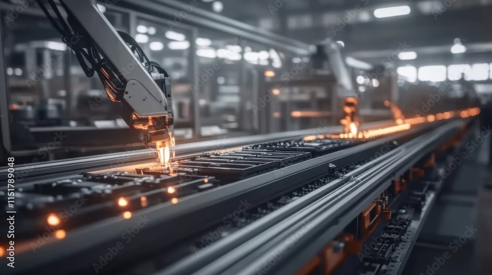 Battery manufacturing assembly line showcasing advanced technology and precision engineering, where skilled workers meticulously assemble components to ensure high-performance energy solutions.