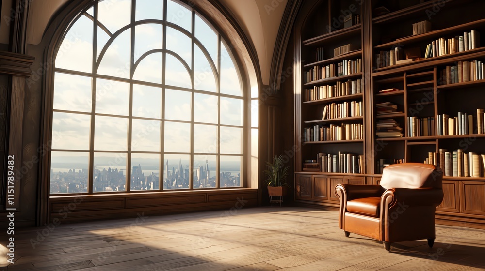 A cozy reading nook with a large window, bookshelves filled with books, and a comfortable chair, all bathed in warm natural light. A cozy reading nook with a large window, bookshelves filled with books, and a comfortable chair, all bathed in warm natural light.