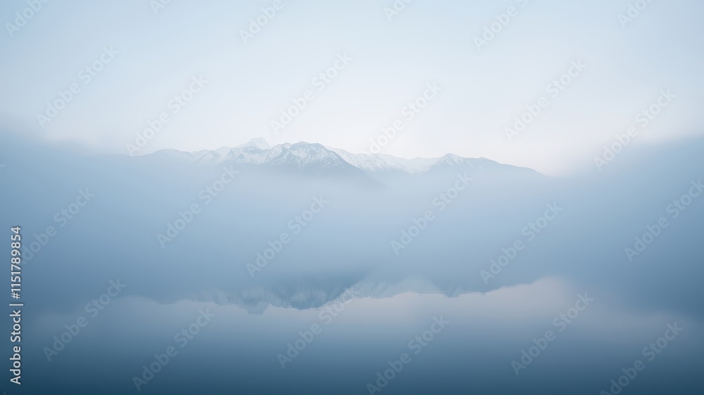 Serene Misty Mountain Reflection in a Still Lake