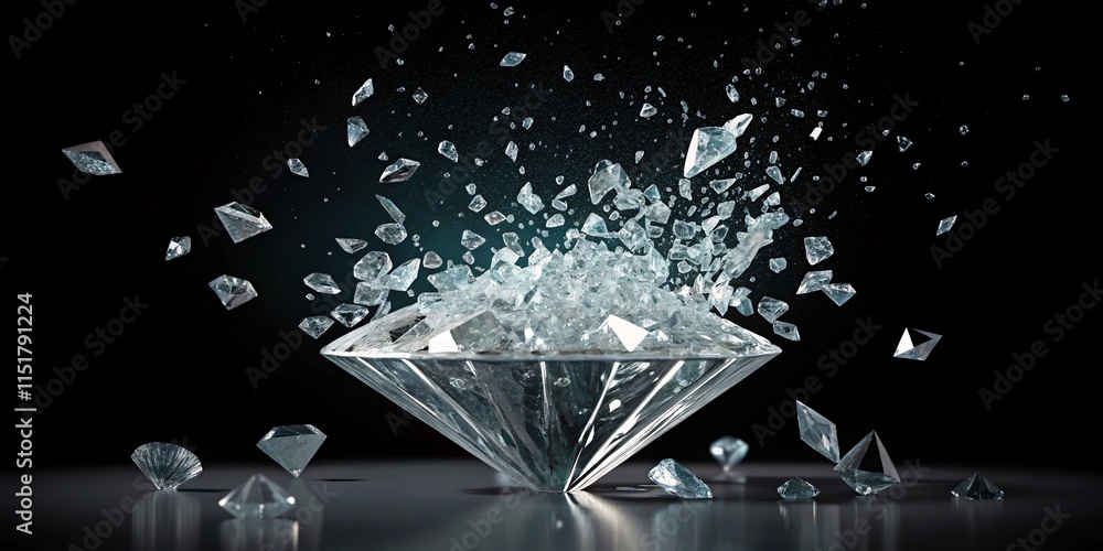 Shattering Martini Glass with Splashes and Scattered Glass Shards V2 Shattering Martini Glass with Splashes and Scattered Glass Shards V2