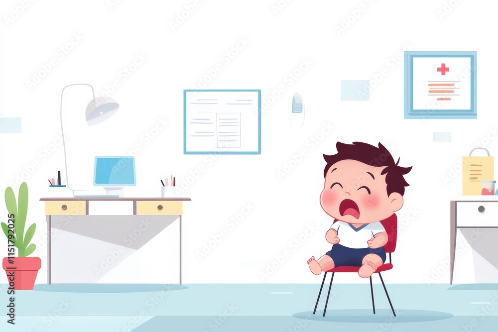 Toddler Crying in Doctors Office Waiting Room Toddler Crying in Doctors Office Waiting Room