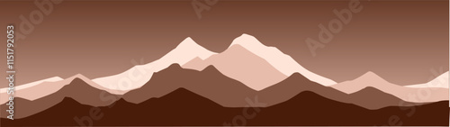 vector illustration of mountain landscape in mocha mousse layered colors