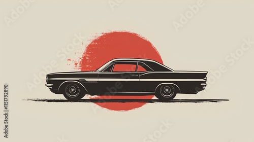 Minimalist retro car logo design on background