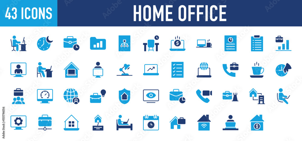 Set of 43 Home Office icon. Working, Working Time, Nighttime, Folder, Strategic Vision, Work, Online Payment, Coffee Break, Report, Checklist, Bar Graph, Online Meeting, Working illustration. Set of 43 Home Office icon. Working, Working Time, Nighttime, Folder, Strategic Vision, Work, Online Payment, Coffee Break, Report, Checklist, Bar Graph, Online Meeting, Working illustration.