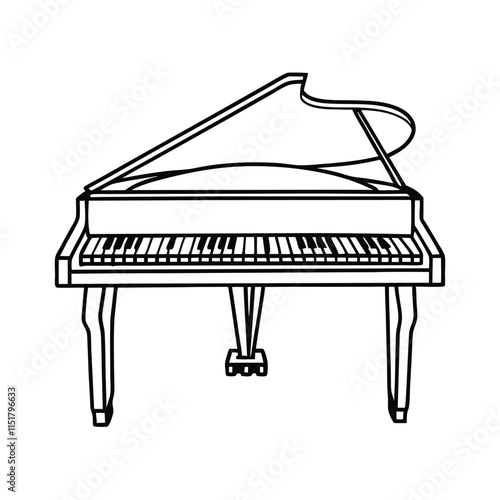 a line drawing of a grand piano