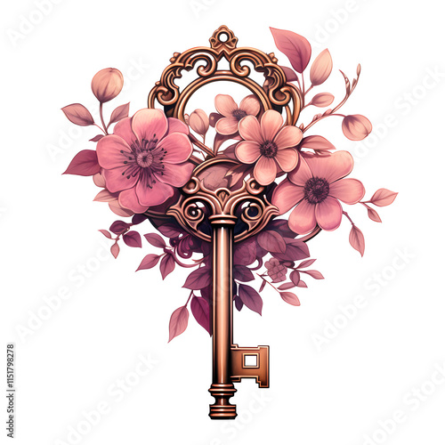 a key with flowers on it