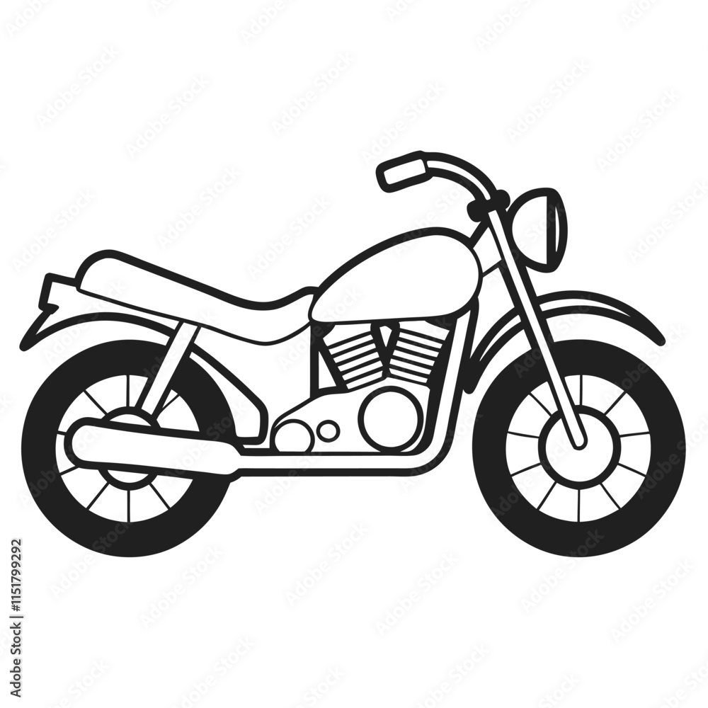 Fototapeta premium a Motorcycle Line Drawing Side View Stock Vector simple and minimal, white background