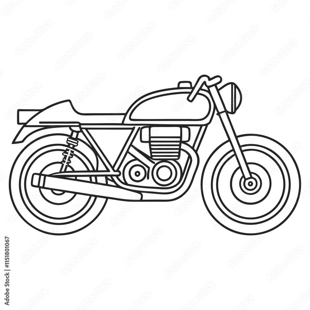Fototapeta premium a Motorcycle Line Drawing Side View Stock Vector simple and minimal, white background
