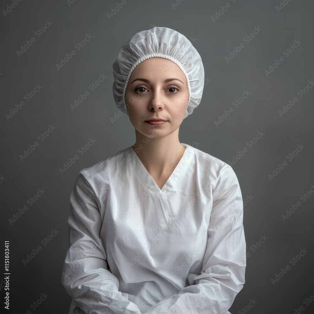 A pediatrician dressed in a white coat and surgical cap sits calmly, exuding professionalism in a well-lit medical environment. The atmosphere conveys care and trust A pediatrician dressed in a white coat and surgical cap sits calmly, exuding professionalism in a well-lit medical environment. The atmosphere conveys care and trust