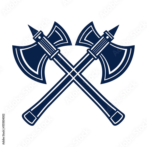 Crossed Axes Silhouette Vector Illustration 