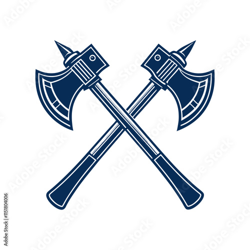 Crossed Axes Silhouette Vector Illustration 