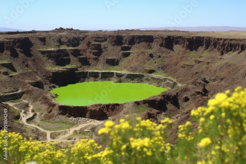 Dallol caldera  the vibrant acid lake of ethiopia s extreme geothermal desert landscape photo