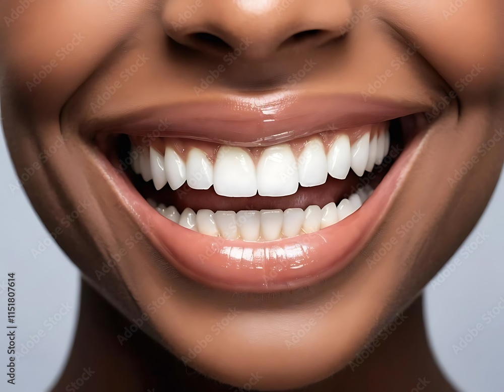 Close-Up of a Bright Beautiful Smile with Healthy Shiny White Teeth Close-Up of a Bright Beautiful Smile with Healthy Shiny White Teeth