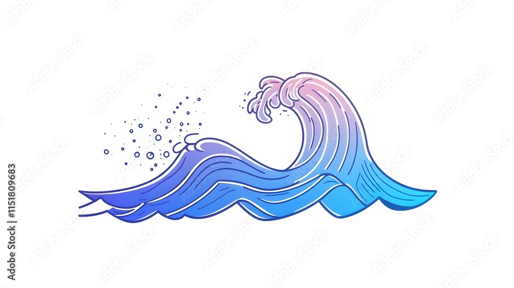 Stylized Gradient Ocean Wave Illustration Design