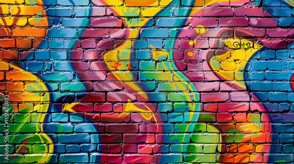 Abstract colorful Graffiti on brick wall. Abstract colorful Graffiti on brick wall.