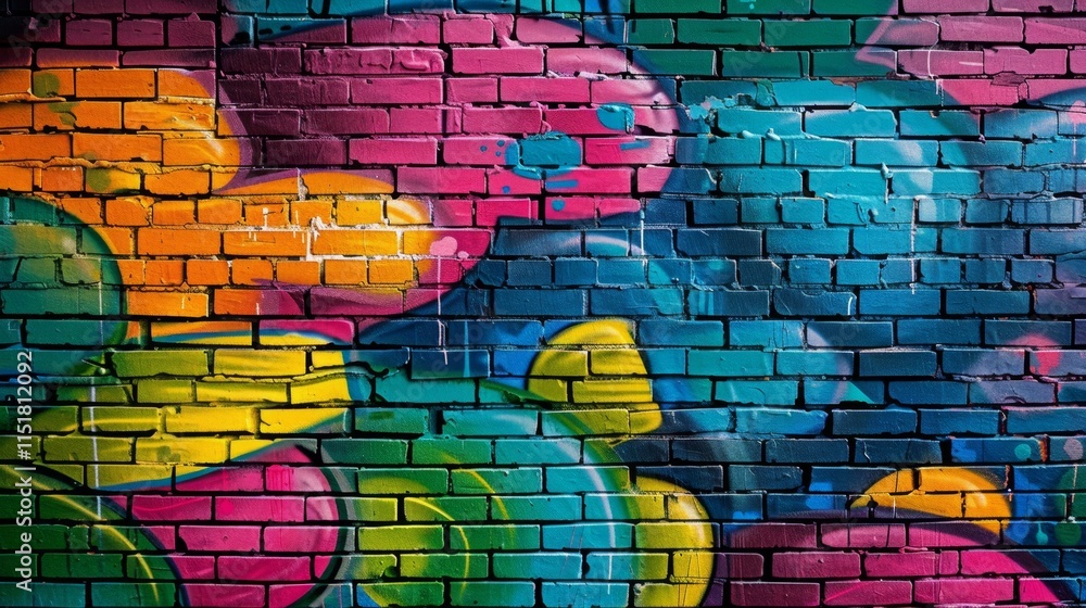 Abstract colorful Graffiti on brick wall. Abstract colorful Graffiti on brick wall.