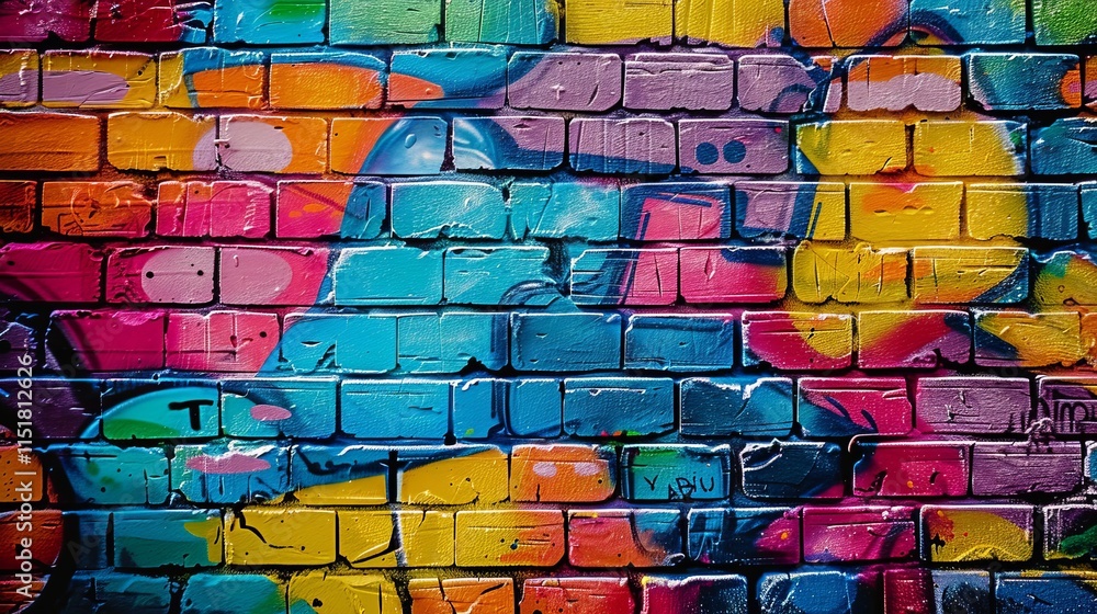 Abstract colorful Graffiti on brick wall. Abstract colorful Graffiti on brick wall.