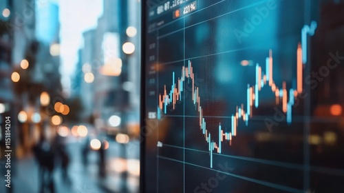 Wallpaper Mural Financial trends come alive as city lights twinkle in the background, reflecting the energy of the stock market in twilight Torontodigital.ca