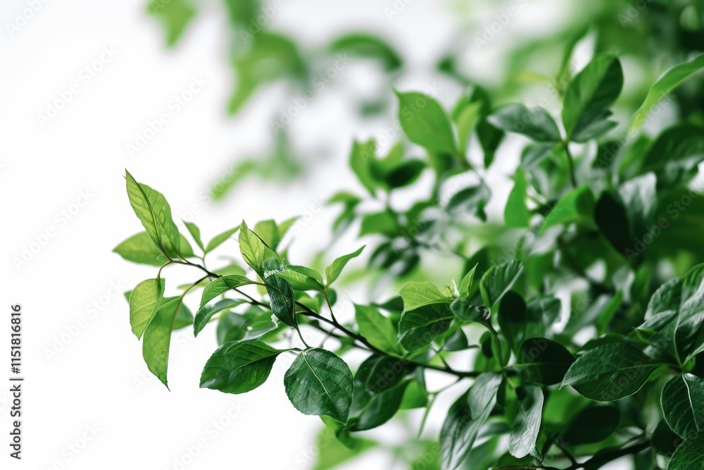 Green Plant Arrangement on White Background with Copy Space for Nature Concept Green Plant Arrangement on White Background with Copy Space for Nature Concept