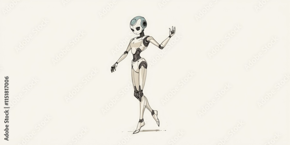A humanoid robot showcases its dance skills, gracefully moving to an unseen rhythm. Its robotic features and fluid motions create a mesmerizing display of technology and art A humanoid robot showcases its dance skills, gracefully moving to an unseen rhythm. Its robotic features and fluid motions create a mesmerizing display of technology and art