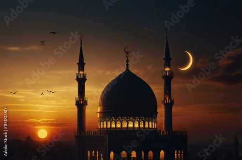 Obraz na płótnie mosque at sunset
