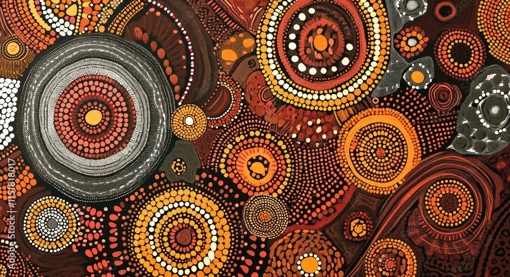 Indigenous Dreaming: Abstract Australian Art Illustration with Dot Painting Technique and Cultural Spirit Indigenous Dreaming: Abstract Australian Art Illustration with Dot Painting Technique and Cultural Spirit