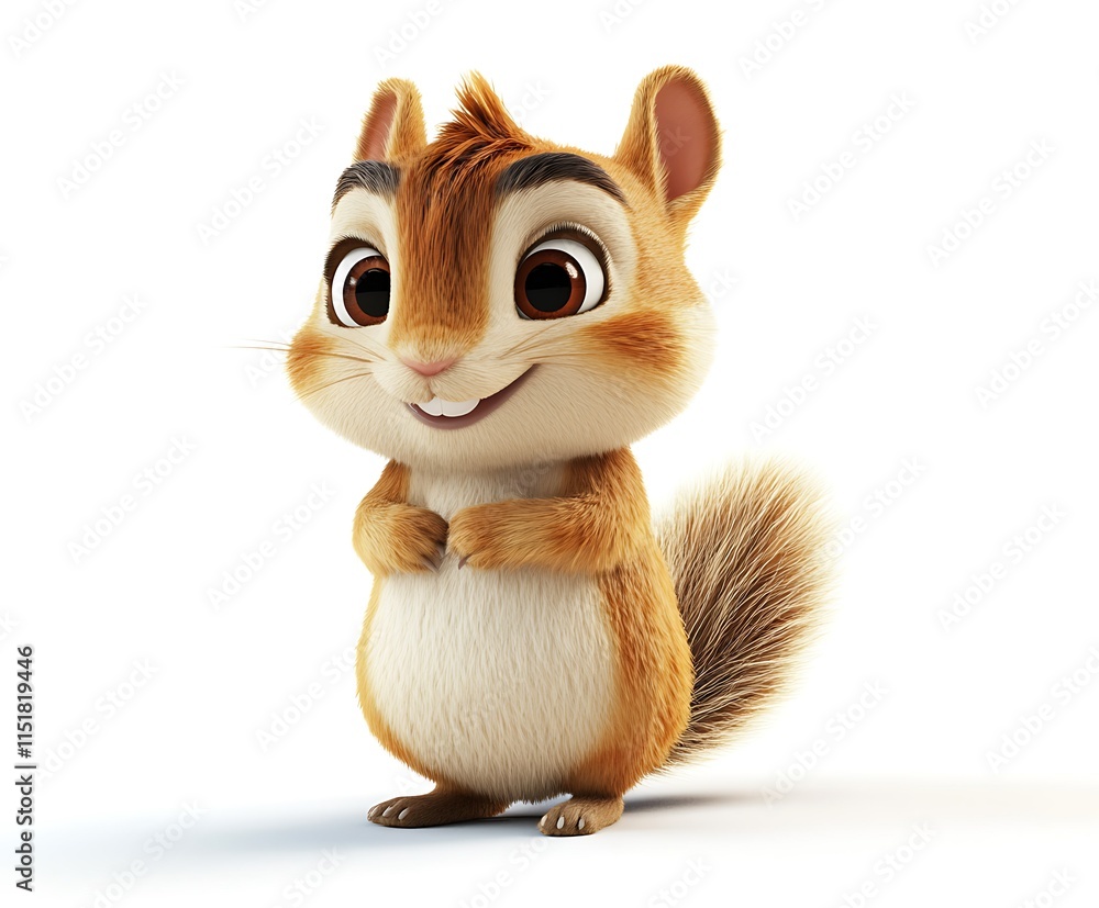 Adorable cartoon chipmunk standing on white background. Adorable cartoon chipmunk standing on white background.