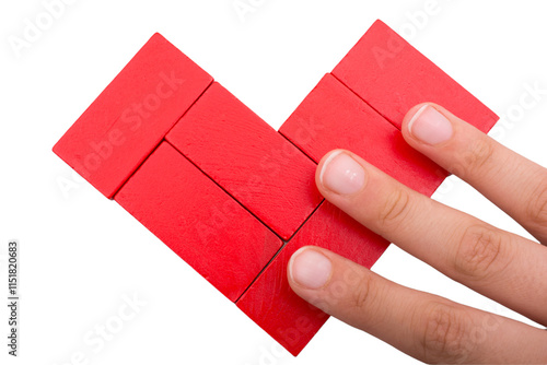 The shape of love heart icon in hand  on white background.