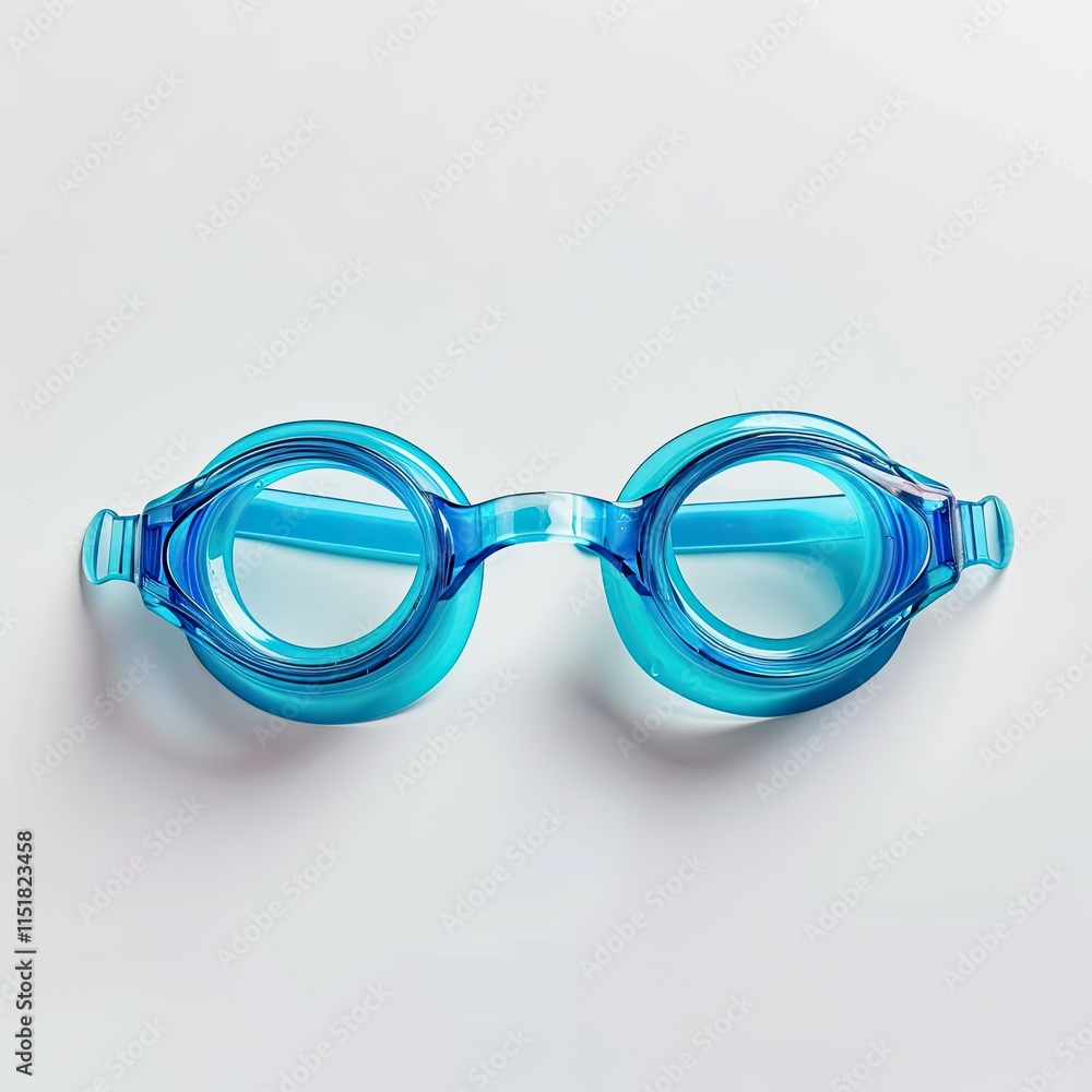 Fototapeta premium A pair of blue swimming goggles designed for aquatic sports and protection. isolated on white background