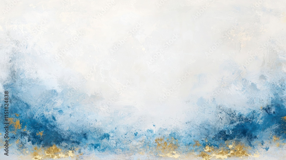 Obraz premium Impressionistic Frame and Border Design for Christmas and Holiday Greetings, Featuring Soft Blues and Golds Ideal for Festive Seasonal Use