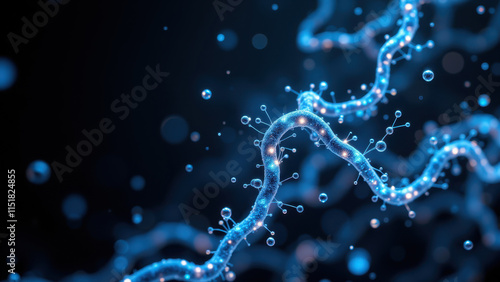 Semaglutide molecule with a blue background, emphasizing the structure of the compound. photo