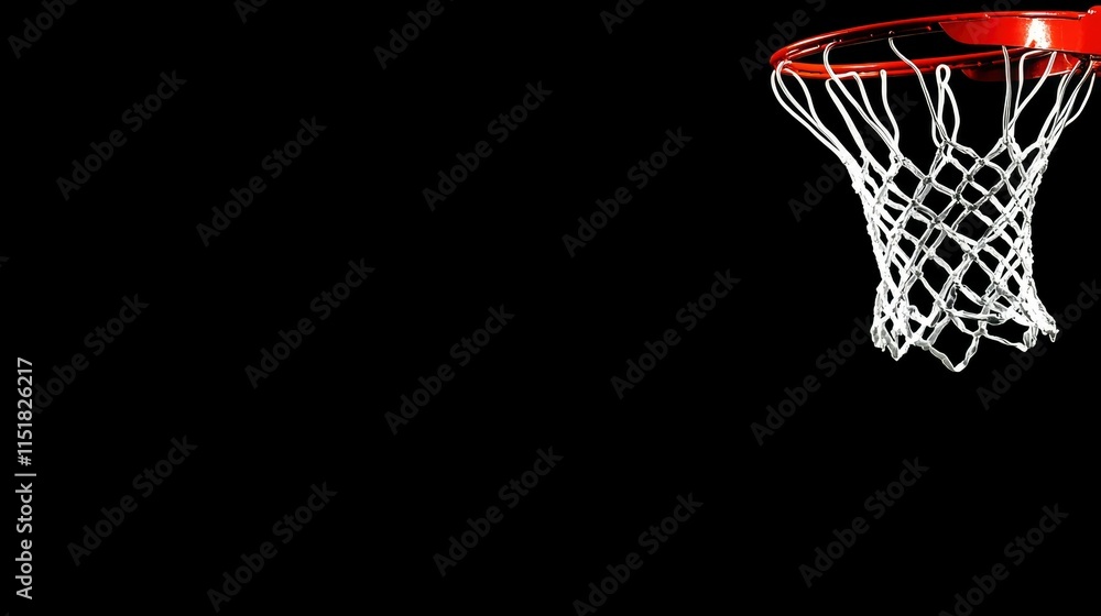 Red Basketball Hoop Net Against Black Background Red Basketball Hoop Net Against Black Background