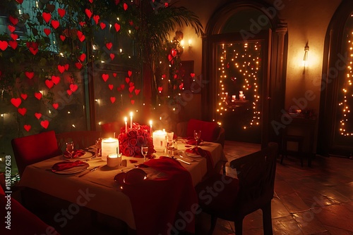 Valentine's Day Romantic Candlelight Dinner for an Intimate Evening. photo