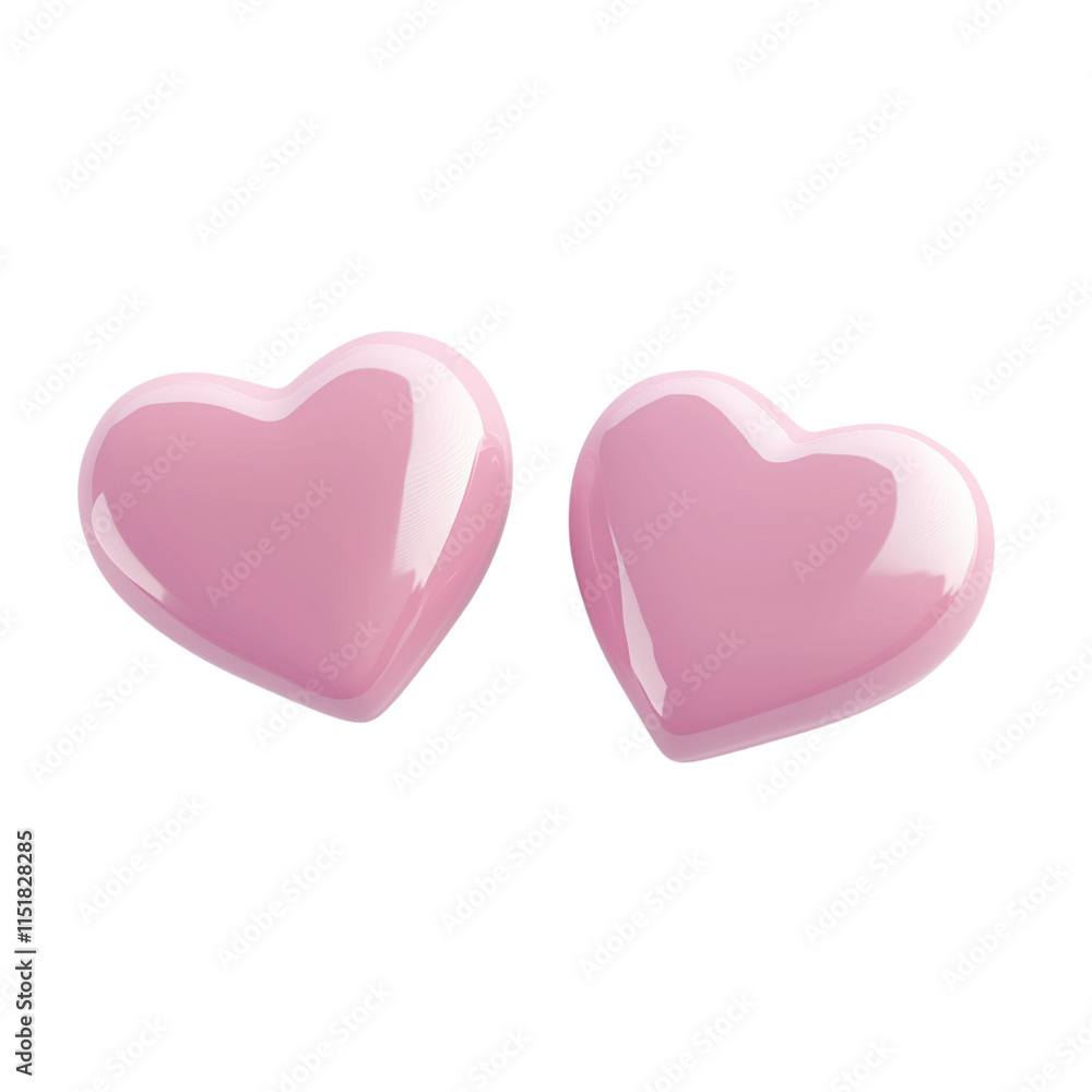 3D rendering of two pink heart-shaped candies, Valentine's Day concept . isolated on transparent background. 3D rendering of two pink heart-shaped candies, Valentine's Day concept . isolated on transparent background.
