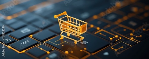 Digital shopping cart online transaction on keyboard environment