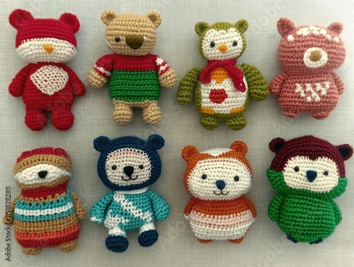 Charming Collection of Small Handmade Crochet Animal Figures Including Fox, Owl, and Bear Designs Perfect for Collectors and Gifts photo