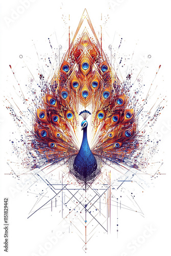 Geometric Peacock illustration photo