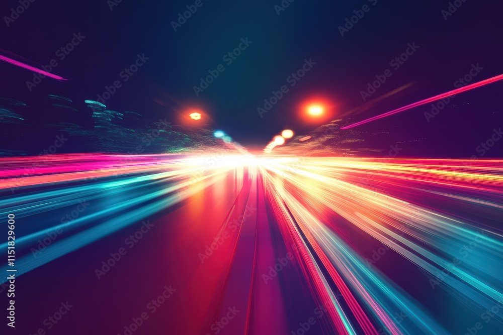 Abstract Night Highway Speed Light Trails Abstract Night Highway Speed Light Trails