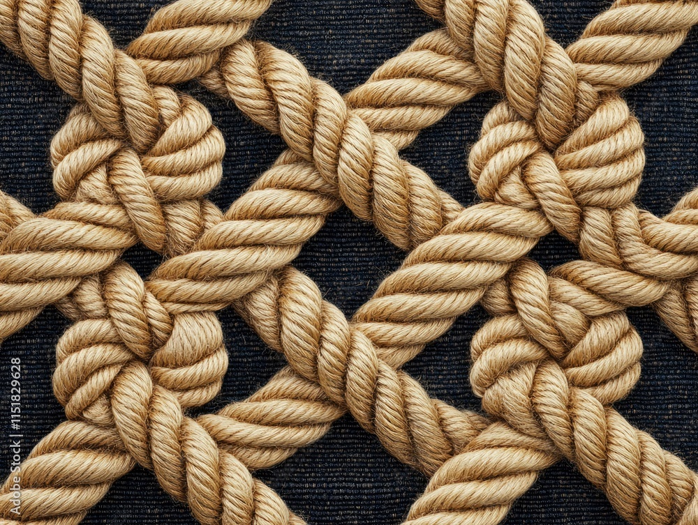 Delicate Artistic Knots Creating a Starburst Pattern from Natural Rope with a Textured Background Delicate Artistic Knots Creating a Starburst Pattern from Natural Rope with a Textured Background