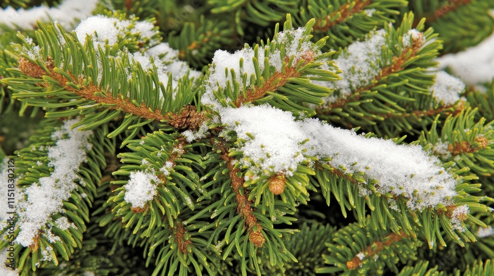 Snow Dusted Evergreen Branches Winter Wonderland Snow Dusted Evergreen Branches Winter Wonderland